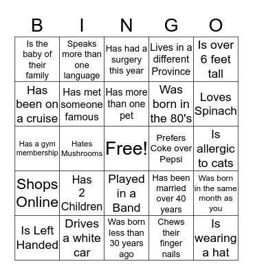 Reunion  Bingo Card