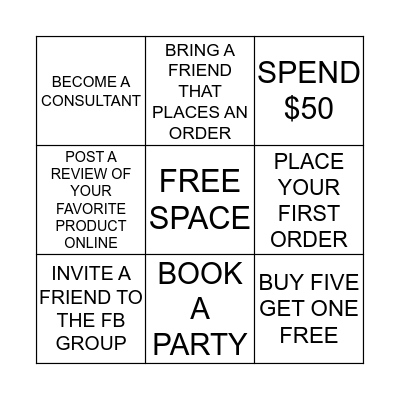 Posh Party! Bingo Card