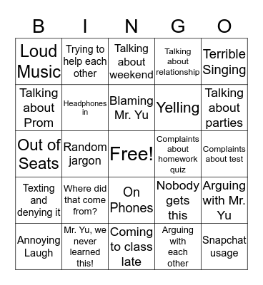 Algebra II Bingo Card