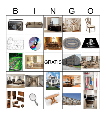 around the house Bingo Card