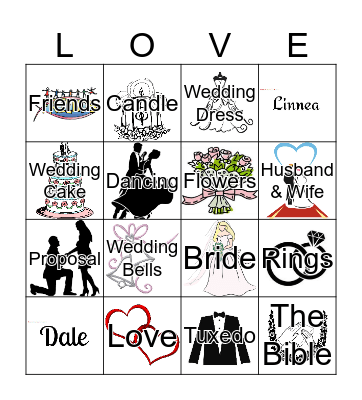 Linnea and Dale are Getting Married! Bingo Card