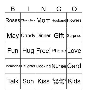 Happy Mother's Day Bingo Card