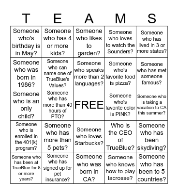 Do you know... Bingo Card