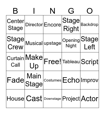 Theatre bingo Card
