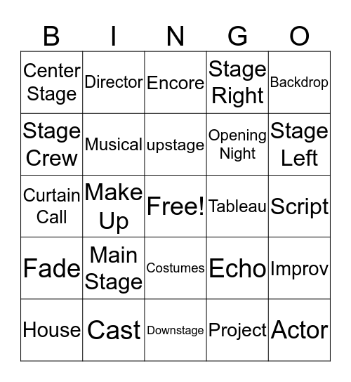 Theatre bingo Card