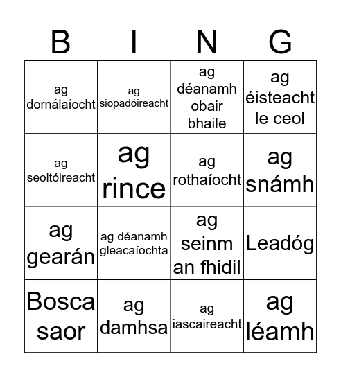 Caitheamh Aimsire 3 Bingo Card