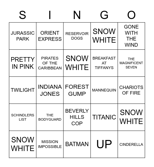 021 MOVIE THEMES Bingo Card