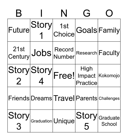 Graduation 2017 Bingo Card