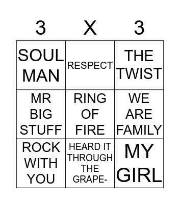 MUSIC BINGO Card