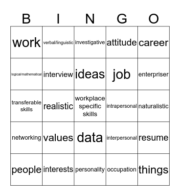 Exploring Careers Review Bingo Card