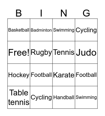 SPORTS Bingo Card