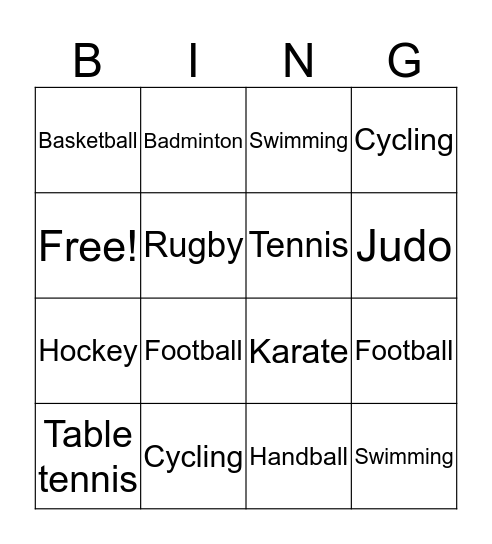 SPORTS Bingo Card