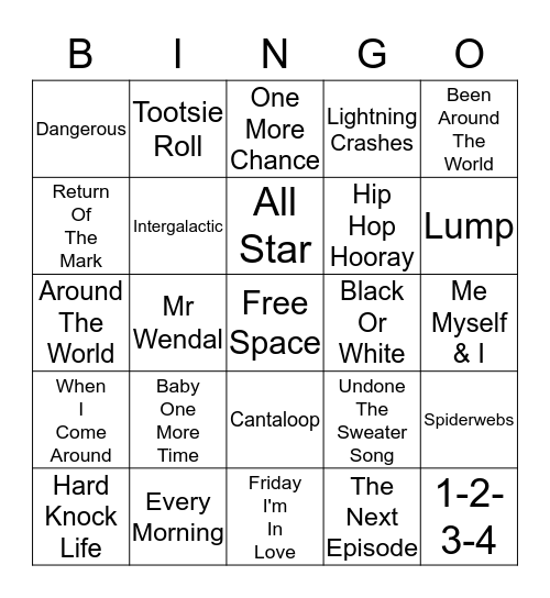 90's Music - Card 8 Bingo Card