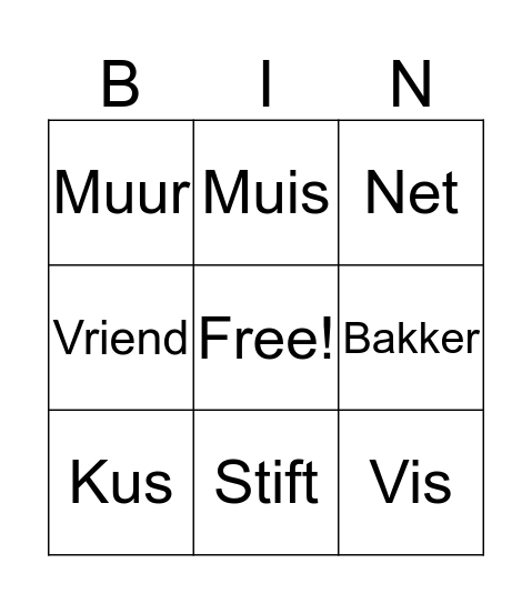 Woordenbingo Card