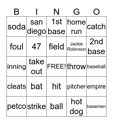 Let's Play Ball Bingo Card