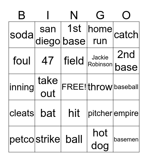 Let's Play Ball Bingo Card