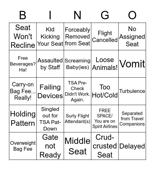 Airline Misery! Bingo Card