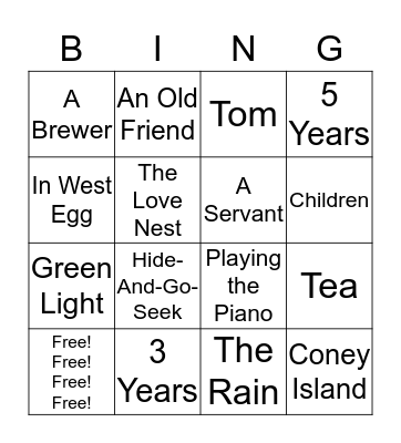 GatsBingo (Chapter 5) Bingo Card
