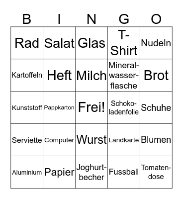 Bingo - Wir sortieren den Muell! Bingo Card