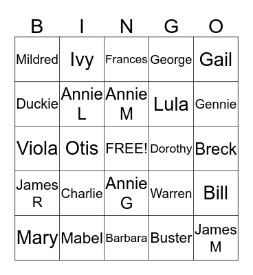 Young at Heart Bingo Card