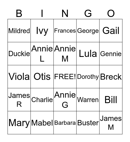 Young at Heart Bingo Card