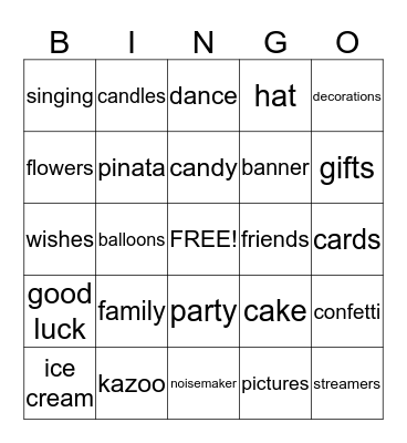 Birthday Bingo Card