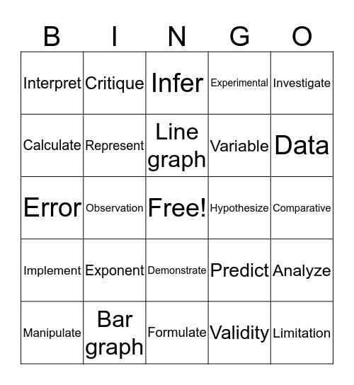 Vocabulary Bingo Card