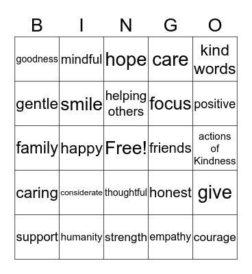 COMPASSION Bingo Card