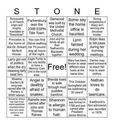 Stonerise Healthcare Bingo Card