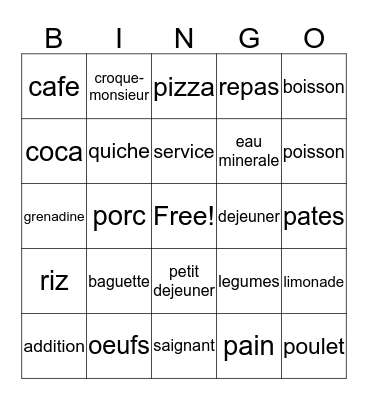 Fr. 1, Ch. 6, Voc. 2 Bingo Card