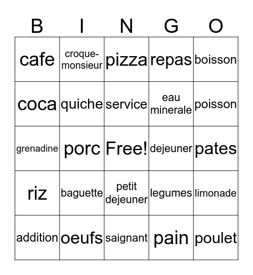 Fr. 1, Ch. 6, Voc. 2 Bingo Card
