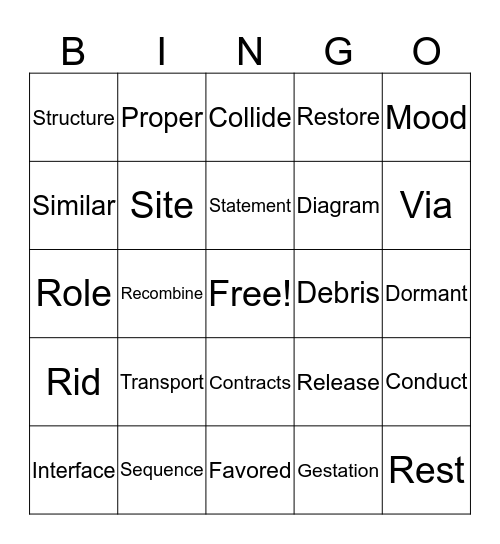 Science Bingo Card