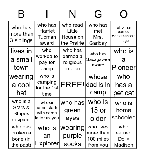 Find someone... Bingo Card