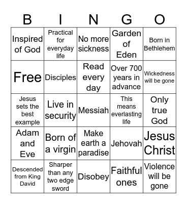 Bible  Bingo Card