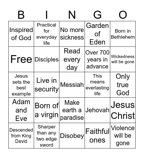 Bible  Bingo Card