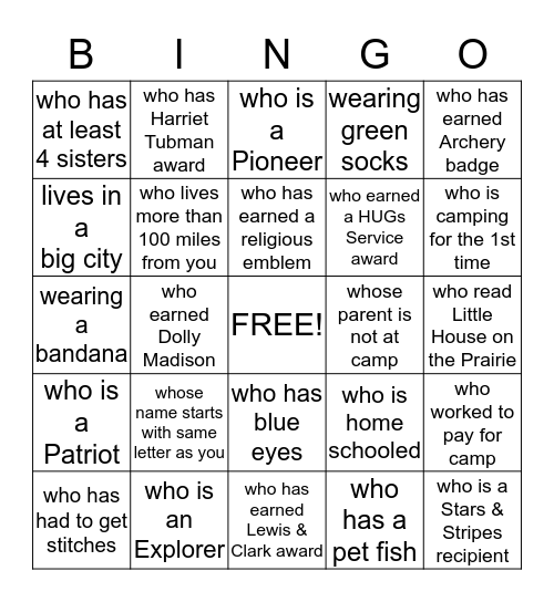 Find someone... Bingo Card