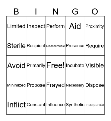 Science Bingo Card