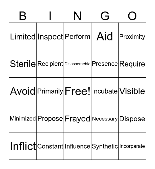 Science Bingo Card