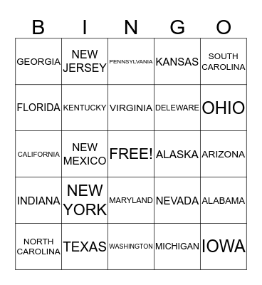 UNITED STATES PBP Bingo Card