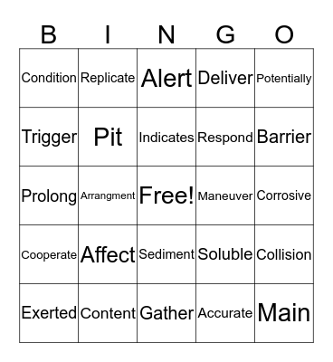 Science Bingo Card