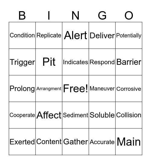 Science Bingo Card