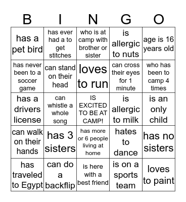 Find someone who.... Bingo Card