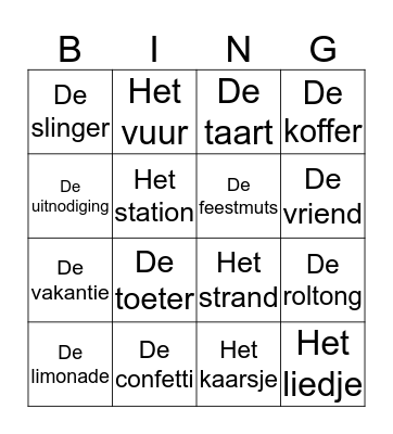 Feest Bingo Card