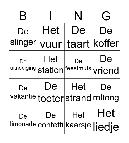 Feest Bingo Card