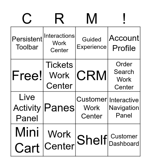 CRM Day 1 Review Bingo Card