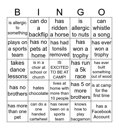 Find someone who.... Bingo Card