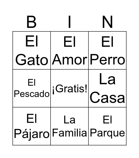 ¡Bingo! Bingo Card