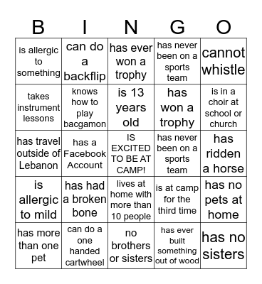 Find someone who.... Bingo Card