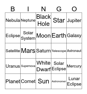 ASTRONOMY FUN TIMEZ Bingo Card