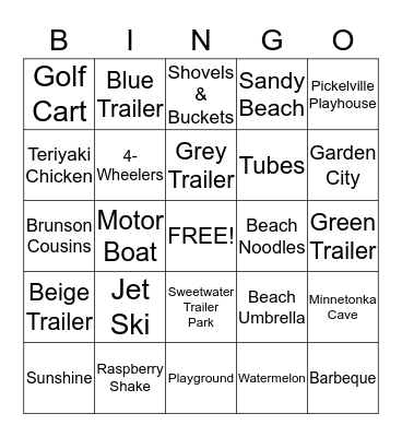 BEAR LAKE BINGO Card